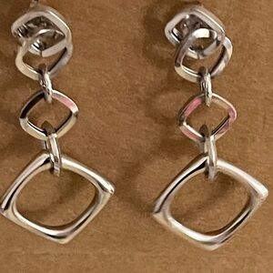 Elegant solid white gold Chain Link Earrings